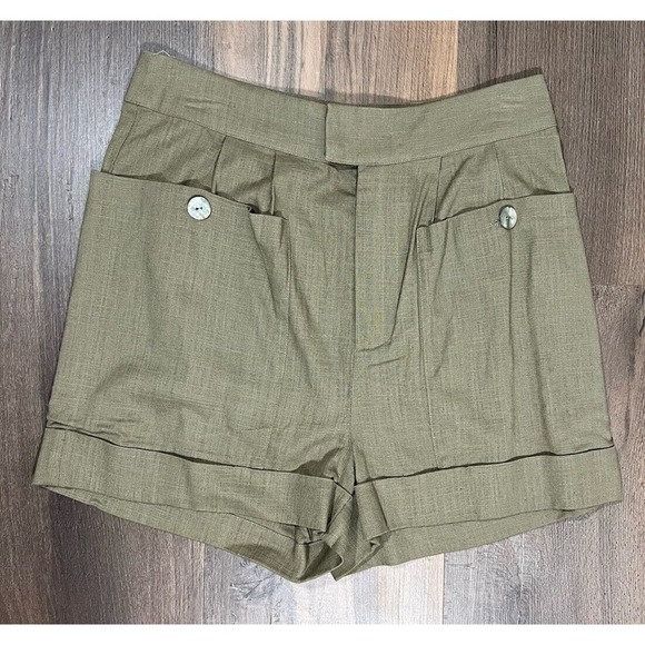 Gabrielle Cargo Shorts Women’s Sz S 100% Linen Tan High Waist Pockets NWT - Picture 1 of 9